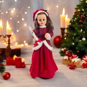 Animated Christmas Caroler-Rennoc Girl w Candle-Vintage 1980s-Holiday Figure 2ft